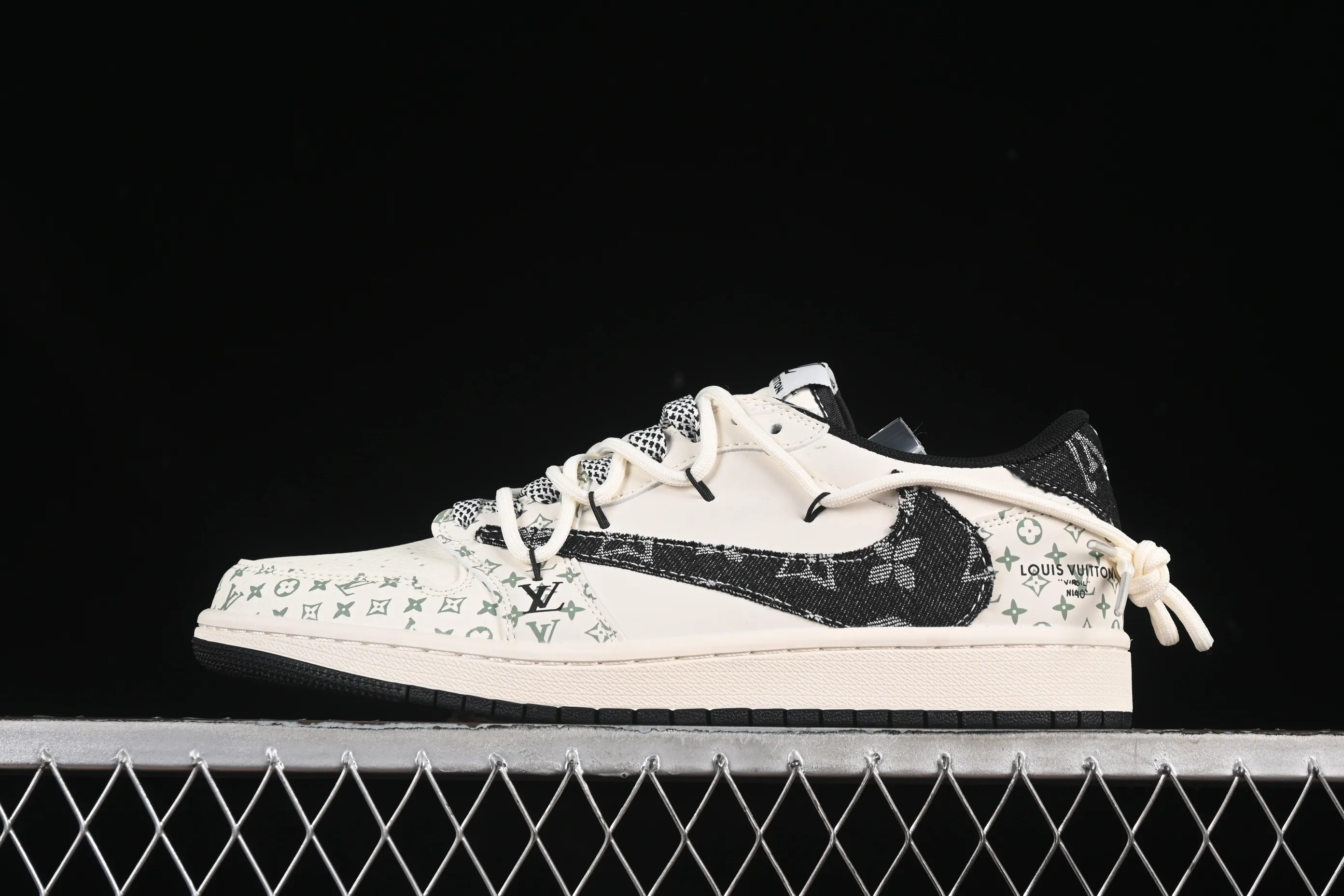 All categories Air Jordan Jordan series basketball shoes Air Jordan 1 Low High-end customized low-top sneakers Travis Scott x Fragment Design x Air Jordan 1 Low OG SP AJ1 LV joint black printed drawstring low-top cultural casual sneakers YX5066-325
